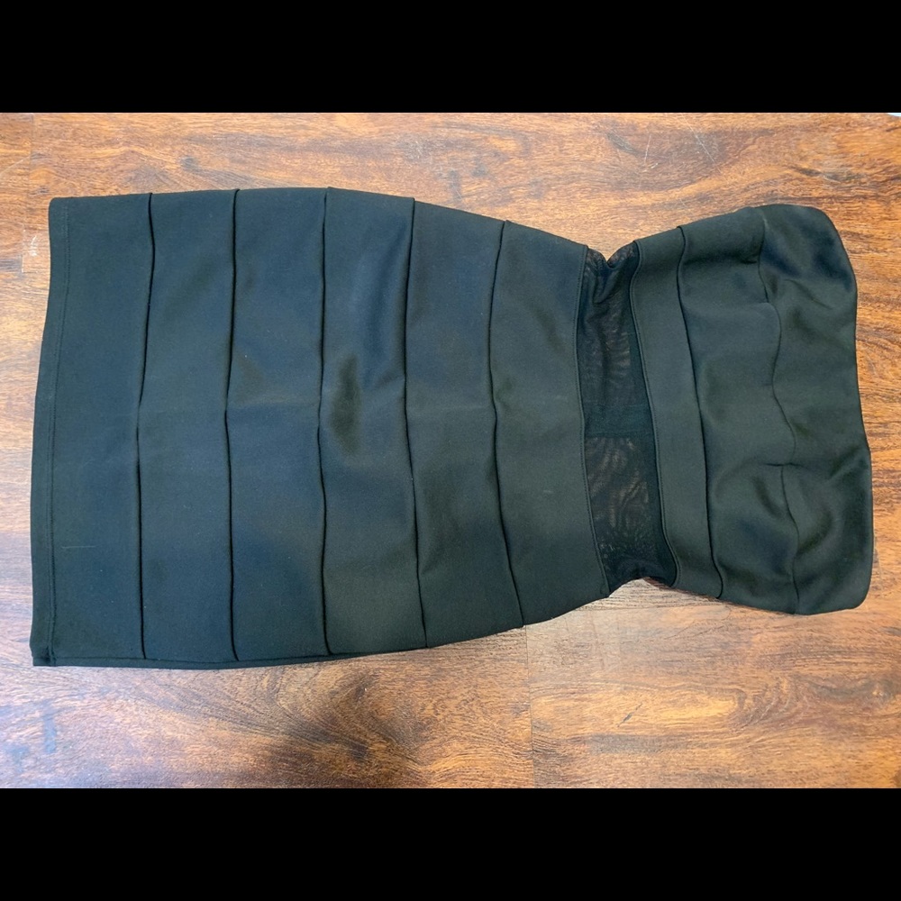 Black Strapless Dress with Mesh Waistline